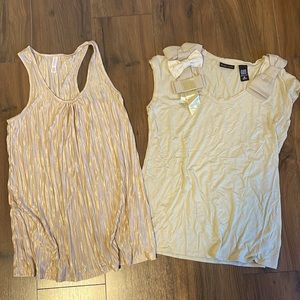 Gold and Khaki Tops, New York & Co. sz medium and Xhilaration sz small